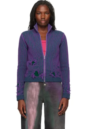 Maison Margiela Purple Zipped Turtleneck Jacket