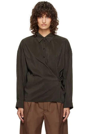 LEMAIRE Brown Straight Collar Twisted Shirt