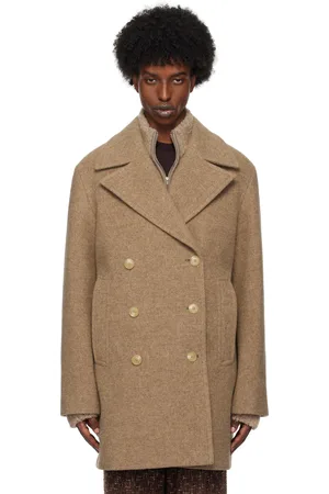 Auralee Brown Sponge Wool Melton Peacoat