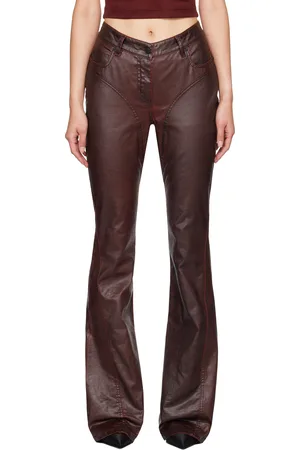MUGLER Burgundy Waxed Denim Jeans