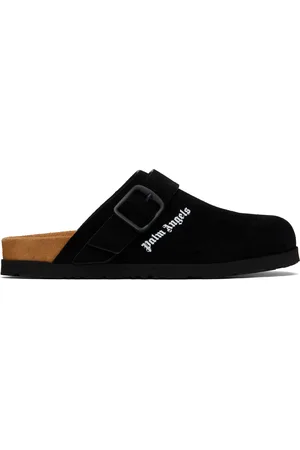 Palm Angels Black Logo Calf Leather Mules