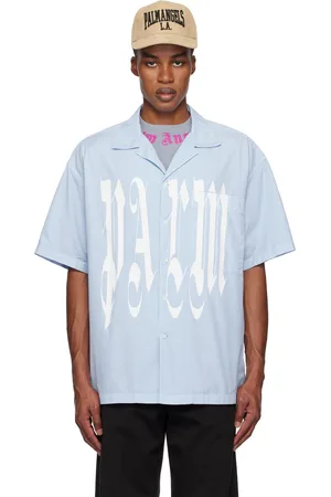 Palm Angels Blue Gothic Logo Shirt