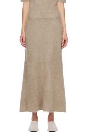 Lisa Yang Taupe Asta Midi Skirt