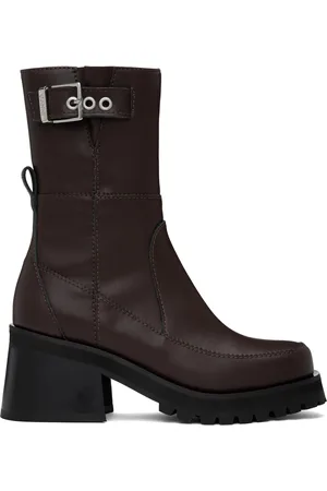 Ganni Brown Feminine Buckle Platform Boots
