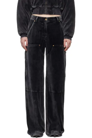 Alexander Wang Black Crushed Velour Workwear Lounge Pants