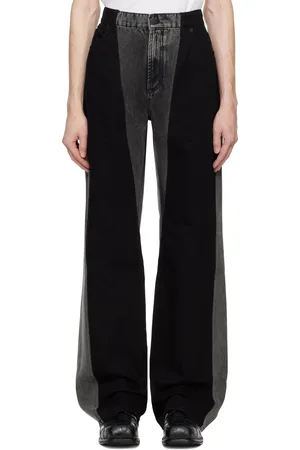 MUGLER Black Bi-Material Straight Leg Jeans