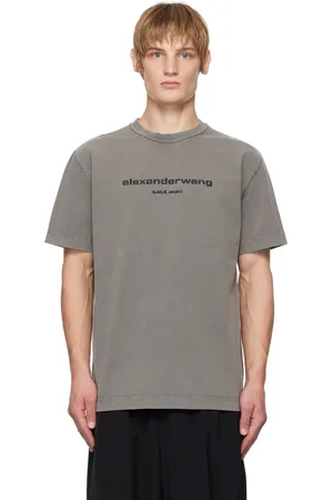 Alexander Wang Gray Glitter Puff Logo T-shirt