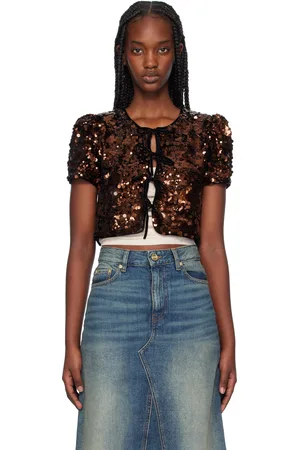 Ganni Brown Sequins Blouse