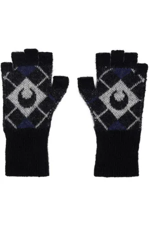 Marine Serre Black Moon Argyle Knit Fingerless Gloves