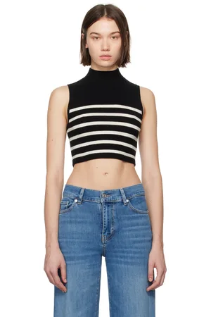Frame Black Cropped Cashmere Mockneck Sweater