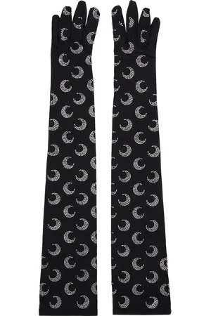 Marine Serre Black Moon Rhinstoned Jersey Long Gloves