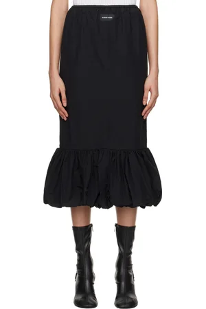 Marine Serre Black Recycled Nylon Mix Bubble Midi Skirt