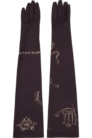 Marine Serre Brown Tattoo Printed Jersey Gloves