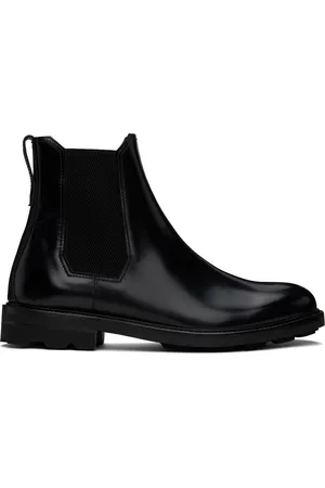 BRIONI Black Oiled Calf Leather Chelsea Boots
