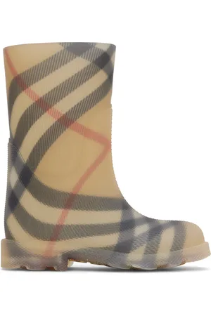 Burberry Kids Beige Check Rubber Marsh High Boots