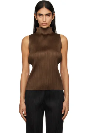 PLEATS PLEASE ISSEY MIYAKE Brown New Colorful Basics 4 Tank Top