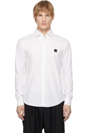 HUGO BOSS Off-White Slim-Fit Stacked Logo Shirt