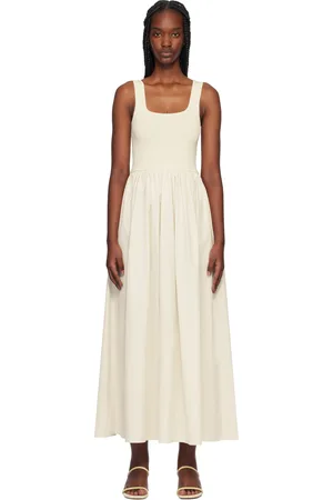 MATTEAU Off-White Knit & Cotton Midi Dress