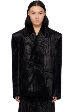 MUGLER Black Moiré Velvet Blazer