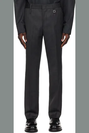 WOOYOUNGMI Gray Slim Straight Trousers