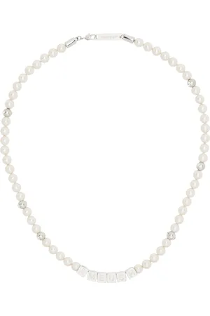 AMBUSH White & Silver Letterblock Necklace
