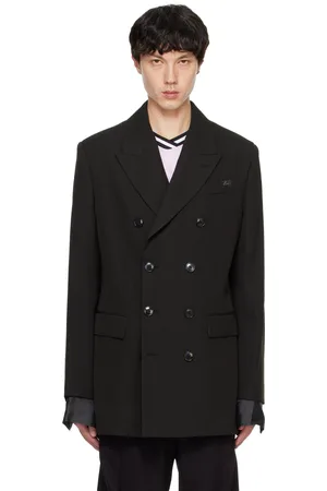 MARTINE ROSE Black Double Breasted Short Blazer
