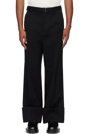 Lanvin Black Wide-Leg Cuff Trousers