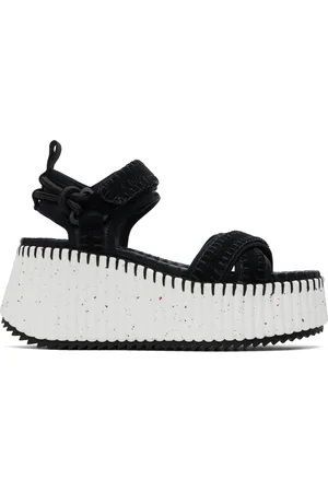 Chloé Black Nama Wedge Sandals