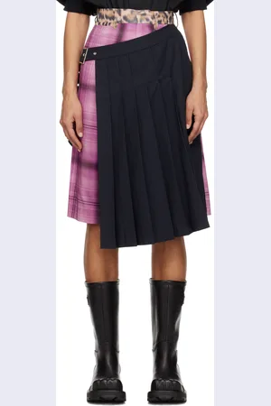 Charles Jeffrey Loverboy Navy & Pink Pleated Skort
