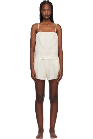 Deiji Studios Off-White Babylock Linen Pyjama Set