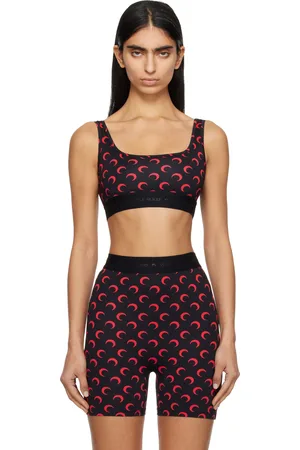 Marine Serre SSENSE Exclusive Black & Red Moon Printed Jersey Sport Bra