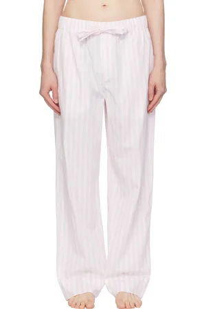 Tekla White & Pink Poplin Pyjama Pants