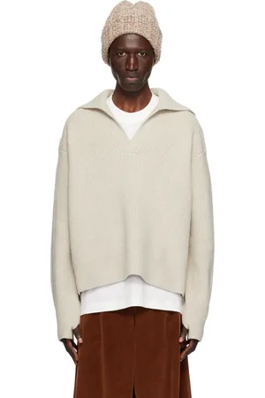 STUDIO NICHOLSON Taupe Nash Knit Polo