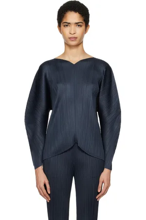 PLEATS PLEASE ISSEY MIYAKE Navy Wormhole Blouse