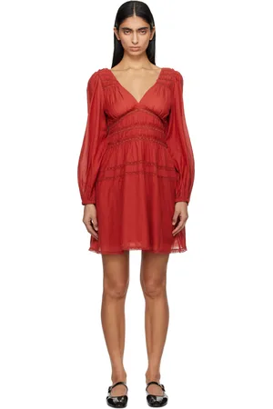 SEA Red Nomi Solid Tunic Minidress