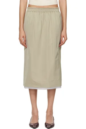 Carven Gray Pull-On Midi Skirt