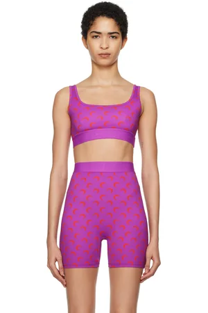 Marine Serre SSENSE Exclusive Purple & Red Moon Printed Jersey Sport Bra