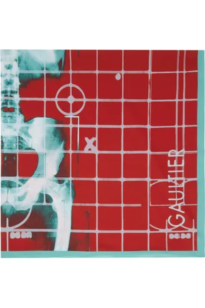 Jean Paul Gaultier SSENSE Exclusive Red & Blue Pareo Printed Squeletor Scarf