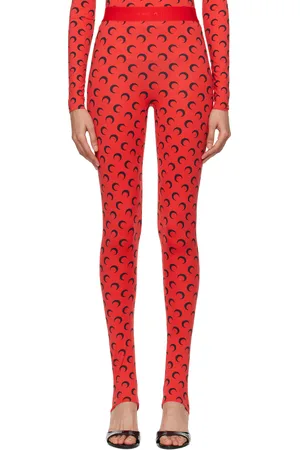 Marine Serre Red Recycled Jersey Moon Stirrup Leggings
