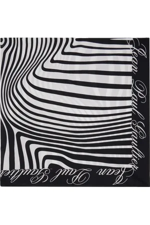 Jean Paul Gaultier Black & White Pareo Printed Mariniere Body Morphing Scarf
