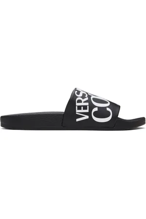VERSACE Black Logo Pool Slides
