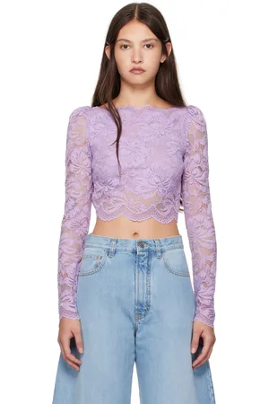 Paco rabanne Purple Long-Sleeved Crop Blouse