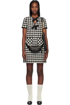 VALENTINO Black & White Damier Light Tweed Minidress