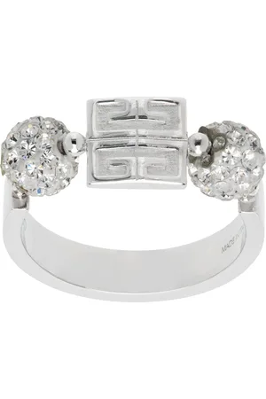 Givenchy Silver 4G Metal & Crystal Ring