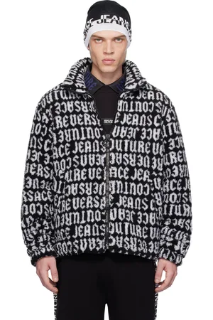 VERSACE Black & White Logomania Teddy Jacket