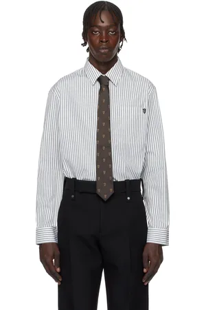 Burberry White & Green Striped Shirt