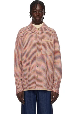 Guest In Residence Beige & Red Tweed Work Overshirt