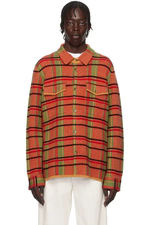 Guest In Residence Orange Plaid Work Overshirt