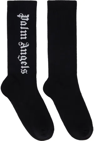 Palm Angels Black Gothic Logo Socks