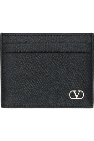 VALENTINO GARAVANI Black VLogo Signature Grainy Calfskin Card Holder